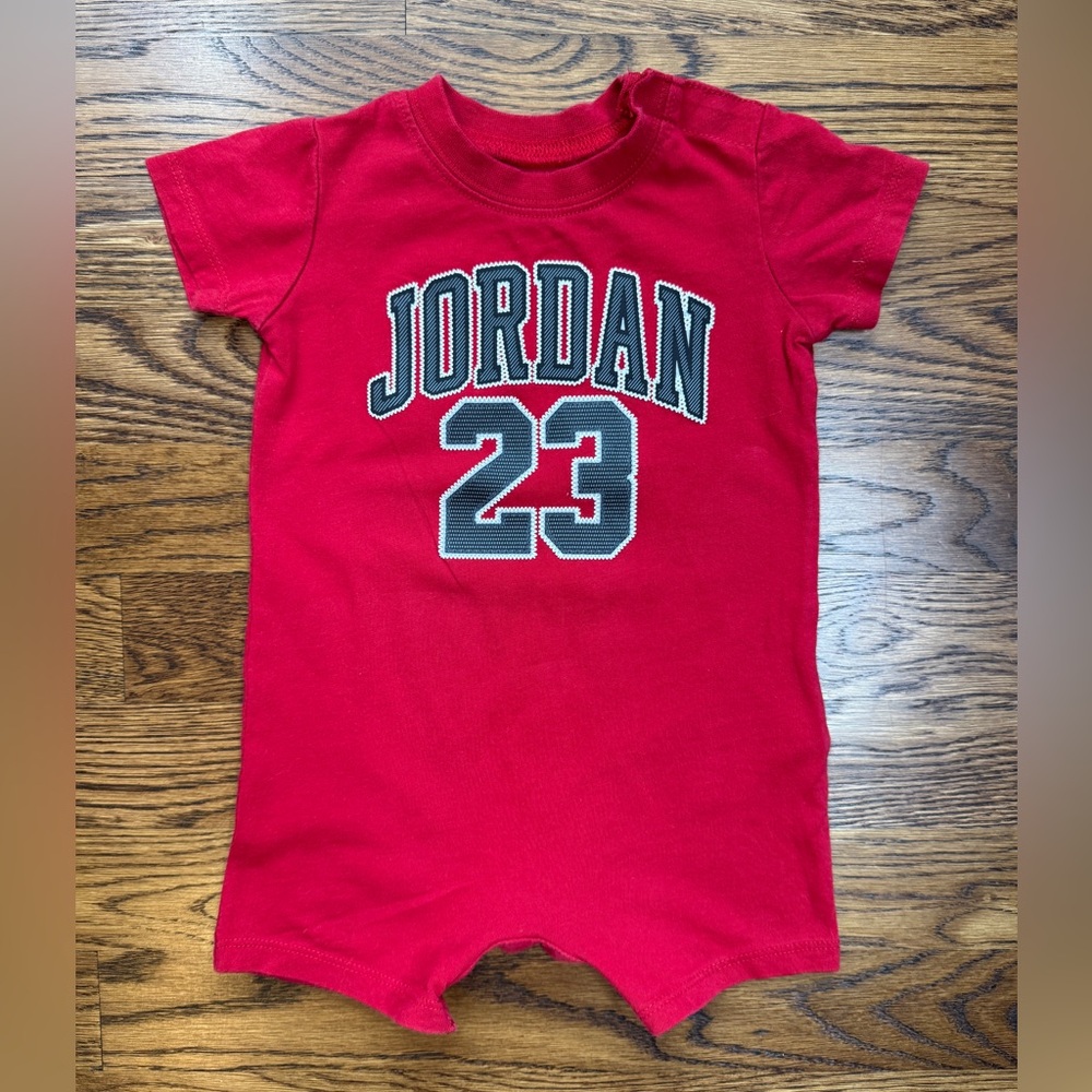 Michael Jordan Red Baby Romper Onesie  with Jordan Number 23 Graphic Size 6M